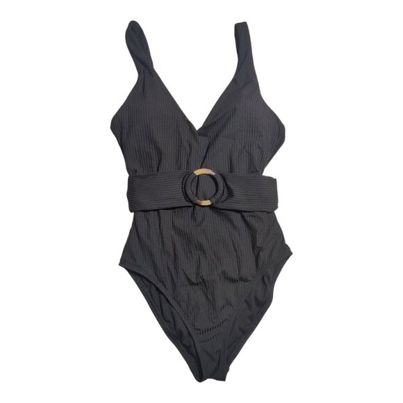 Jessica Simpson Textured One Piece Swimsuit & Cover-Up Belted Womens Small - Picture 2 of 16